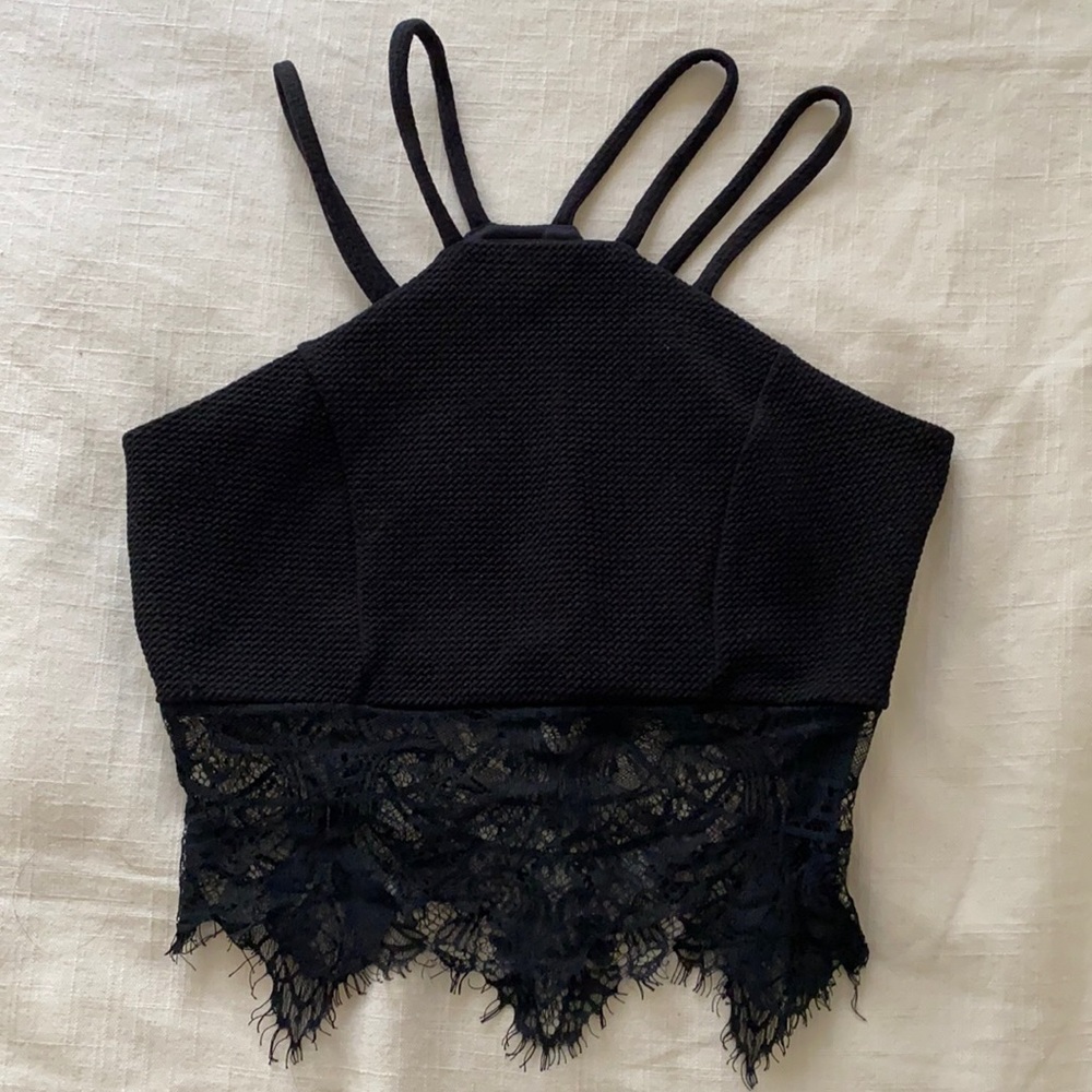 Black lacy cropped top